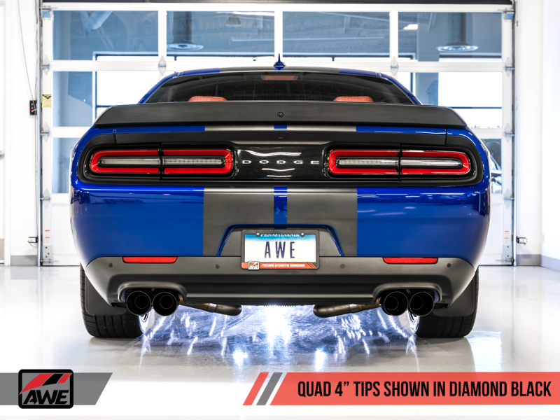 AWE Tuning 2017+ Challenger 5.7 Touring Edition Exhaust - Non-Resonated - Diamond Black Quad Tips