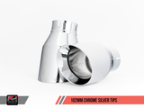 AWE Tuning Audi B9 A4 Track Edition Exhaust Dual Outlet - Chrome Silver Tips (Includes DP)