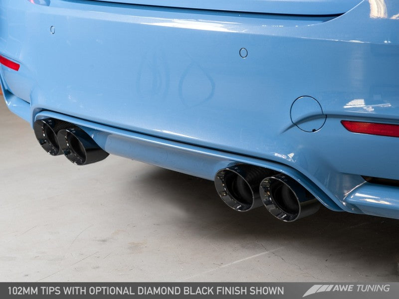 AWE Tuning BMW F8X M3/M4 Resonated Track Edition Exhaust - Diamond Black Tips (102mm)